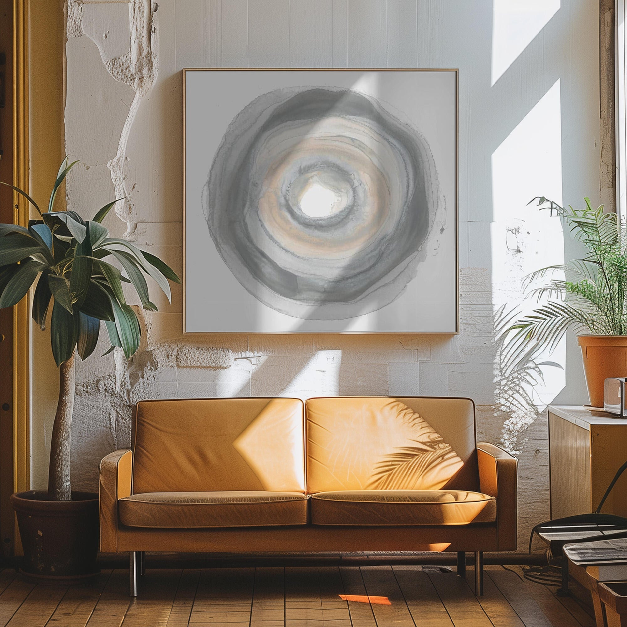 Calm Circles with Muted Gray and Beige Tones