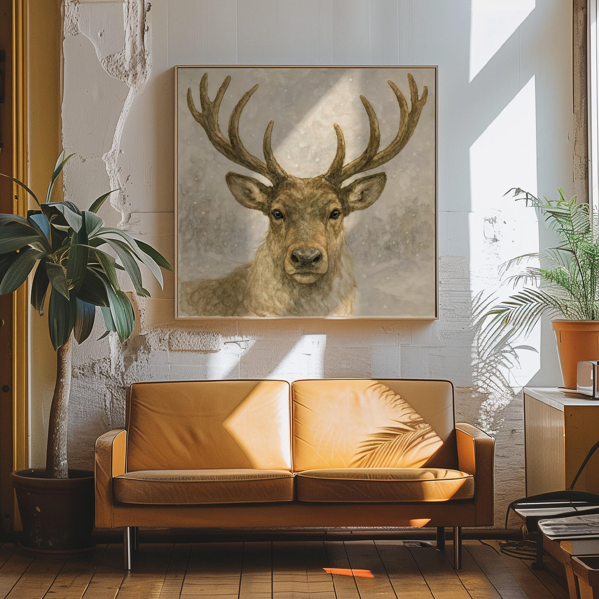 Deer In Snowy Winter Forest