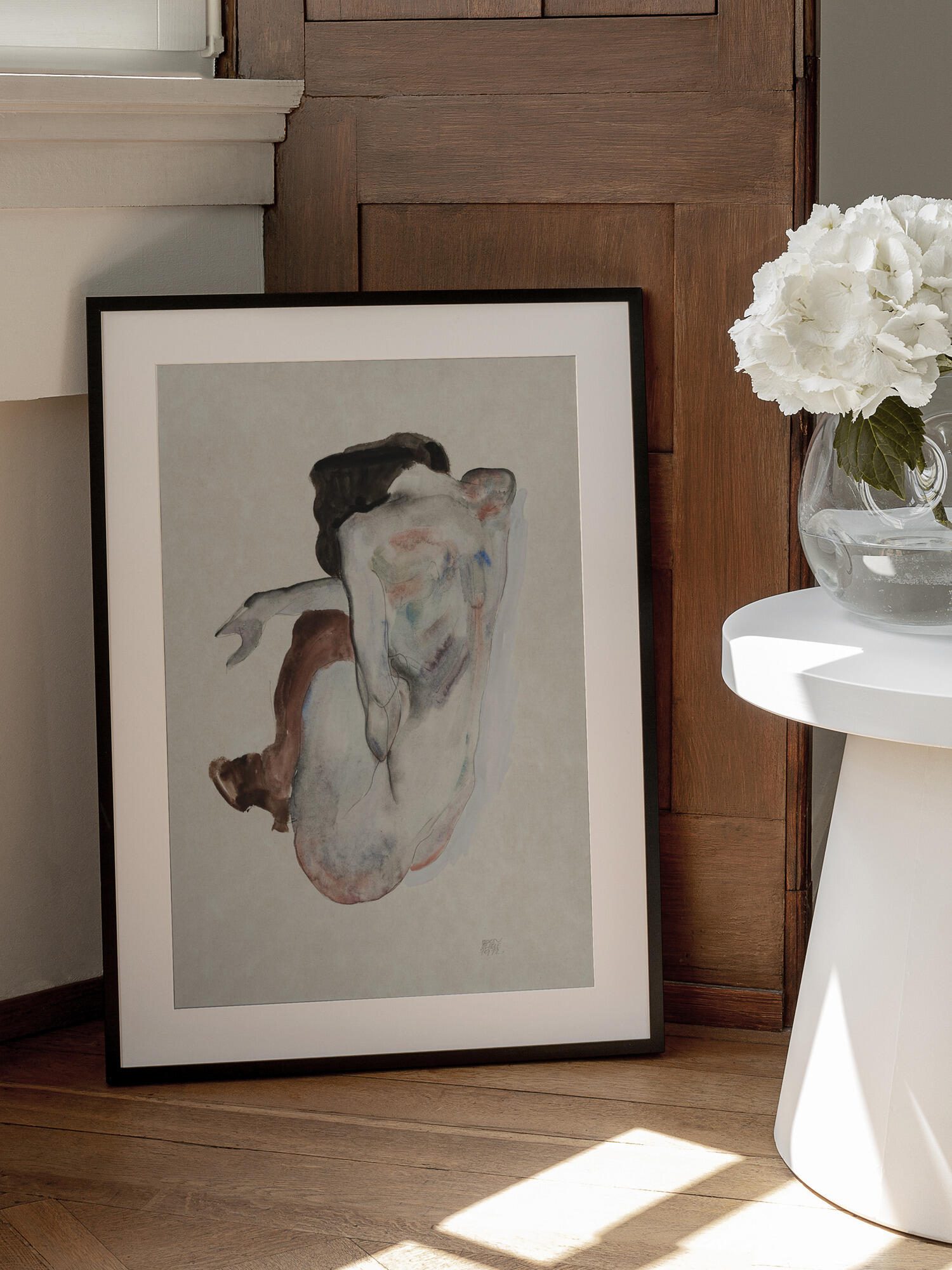 Crouching Nude In Shoes and Black Stockings 1912