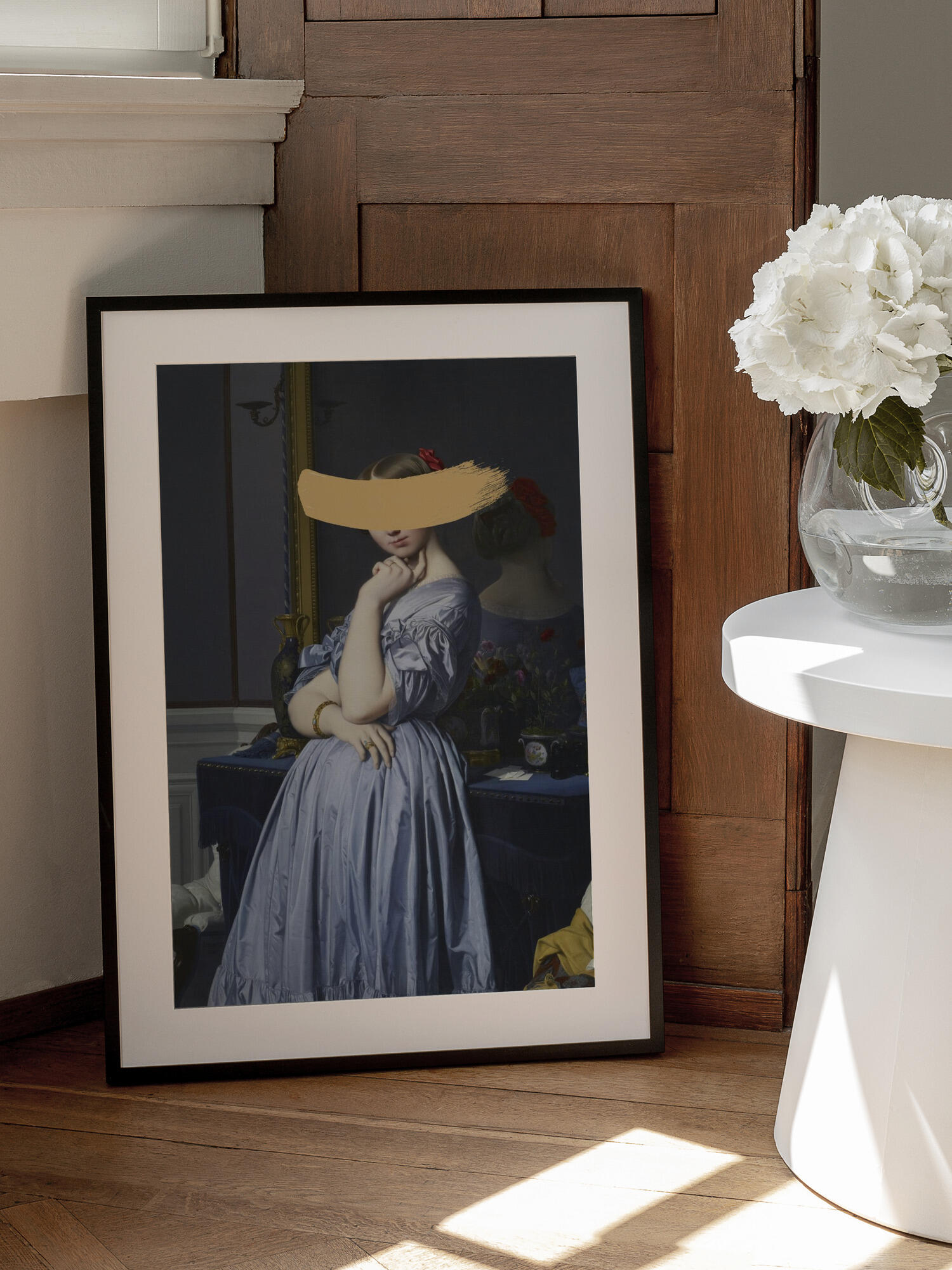 Classic Oil Painting and Yellow Splash