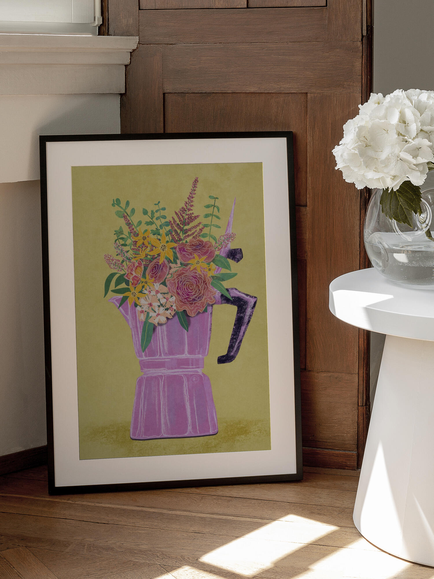 Espresso Maker with Flowers