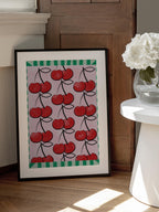Red Cherries on a Pink
