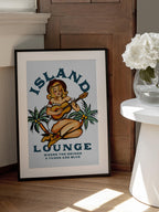 Island Lounge Tropical Pin Up Girl Playing Guitar