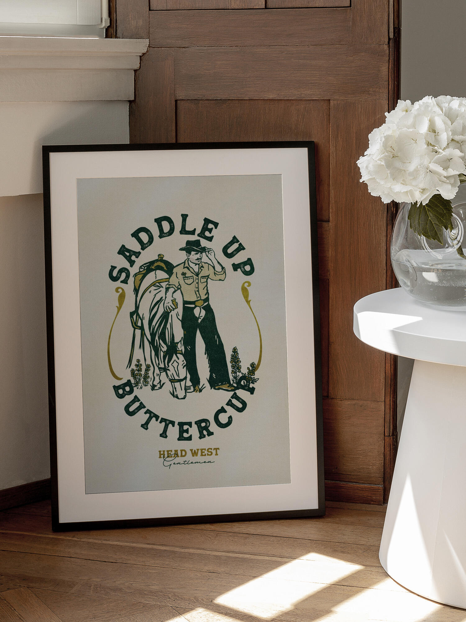 Saddle Up Buttercup Cowboy &amp; Horse Art Print