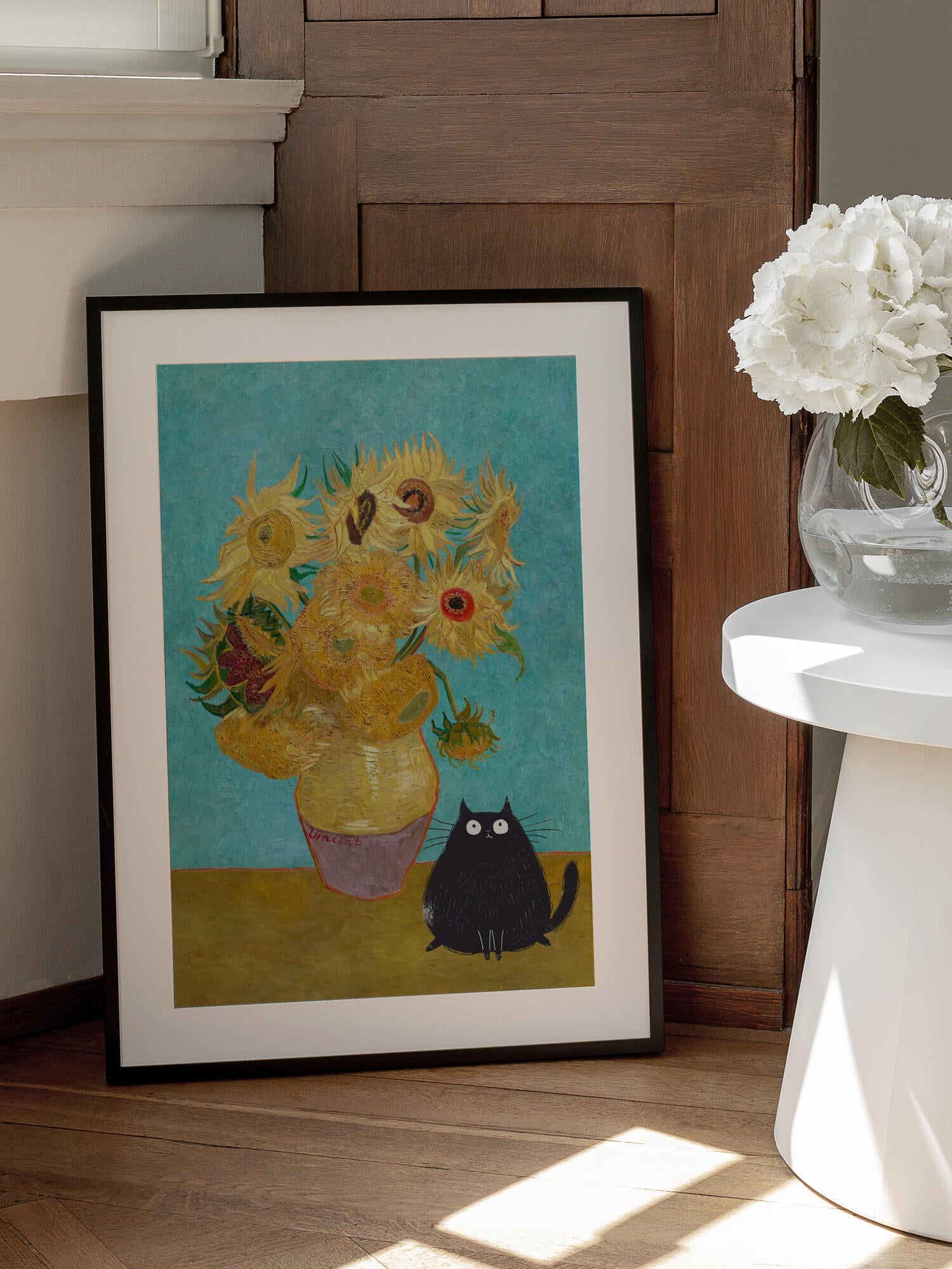 Sunflowers And Cat
