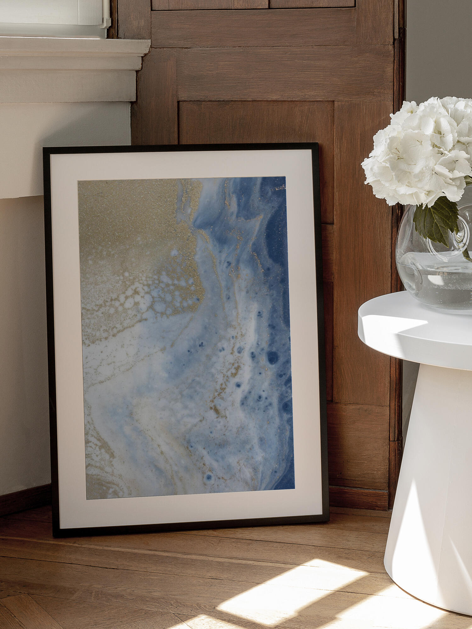 Swirling Blue and Gold Patterns Resembles a Cosmic Landscape
