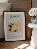 Vintage Style Sliced Lemon With Leaves