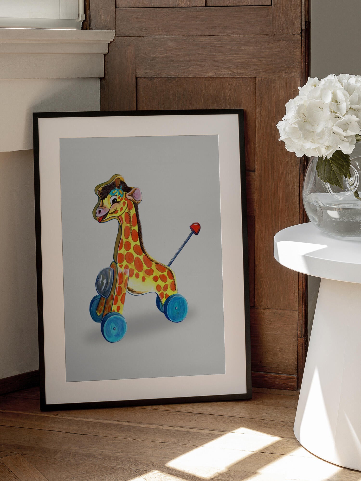 Wooden Giraffe Retro Toy By Renee Machan
