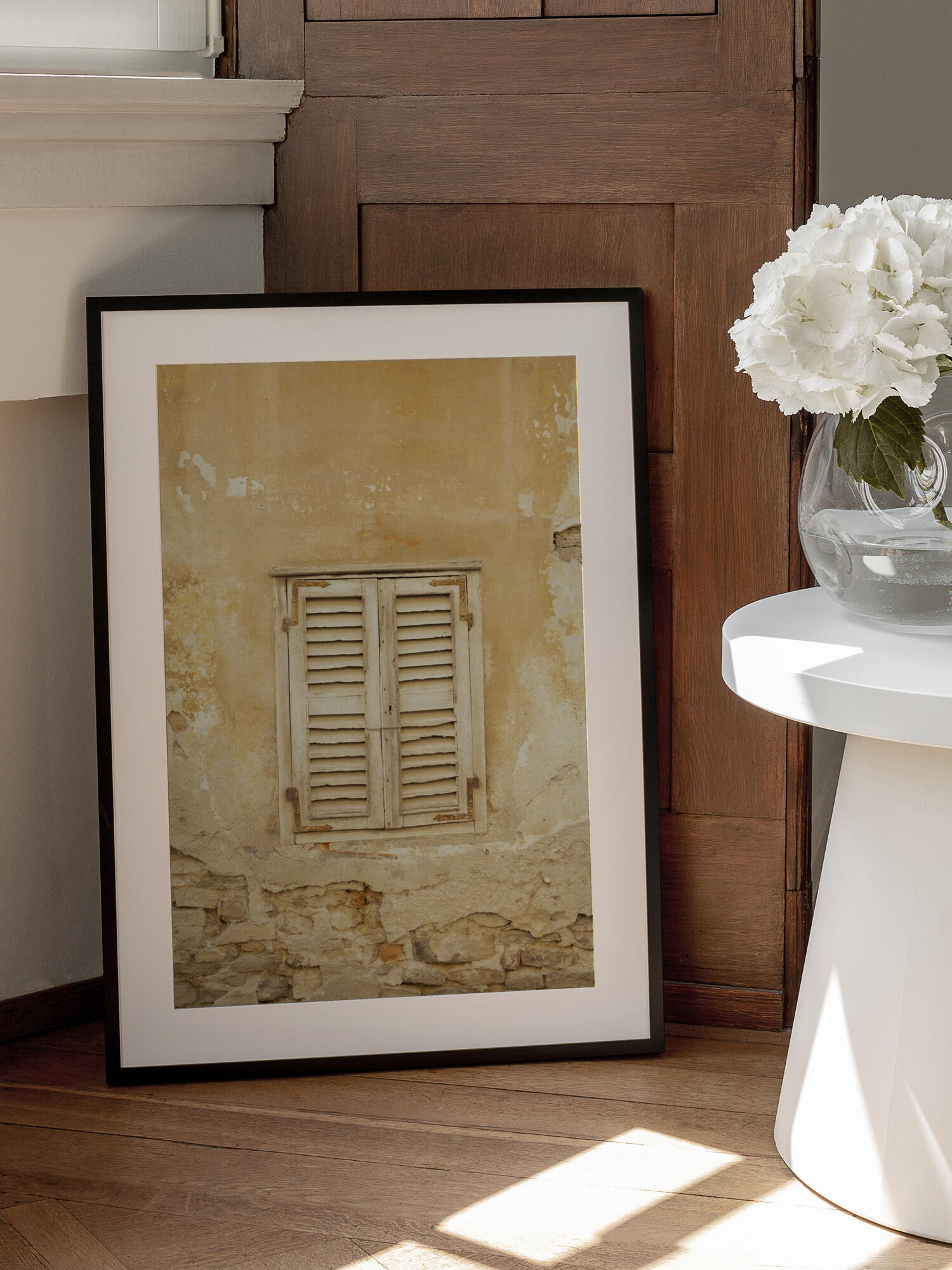 Old yellow shutters in Italy - mediterranean street and travel photography