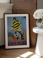 Yellow Striped Soccer Player