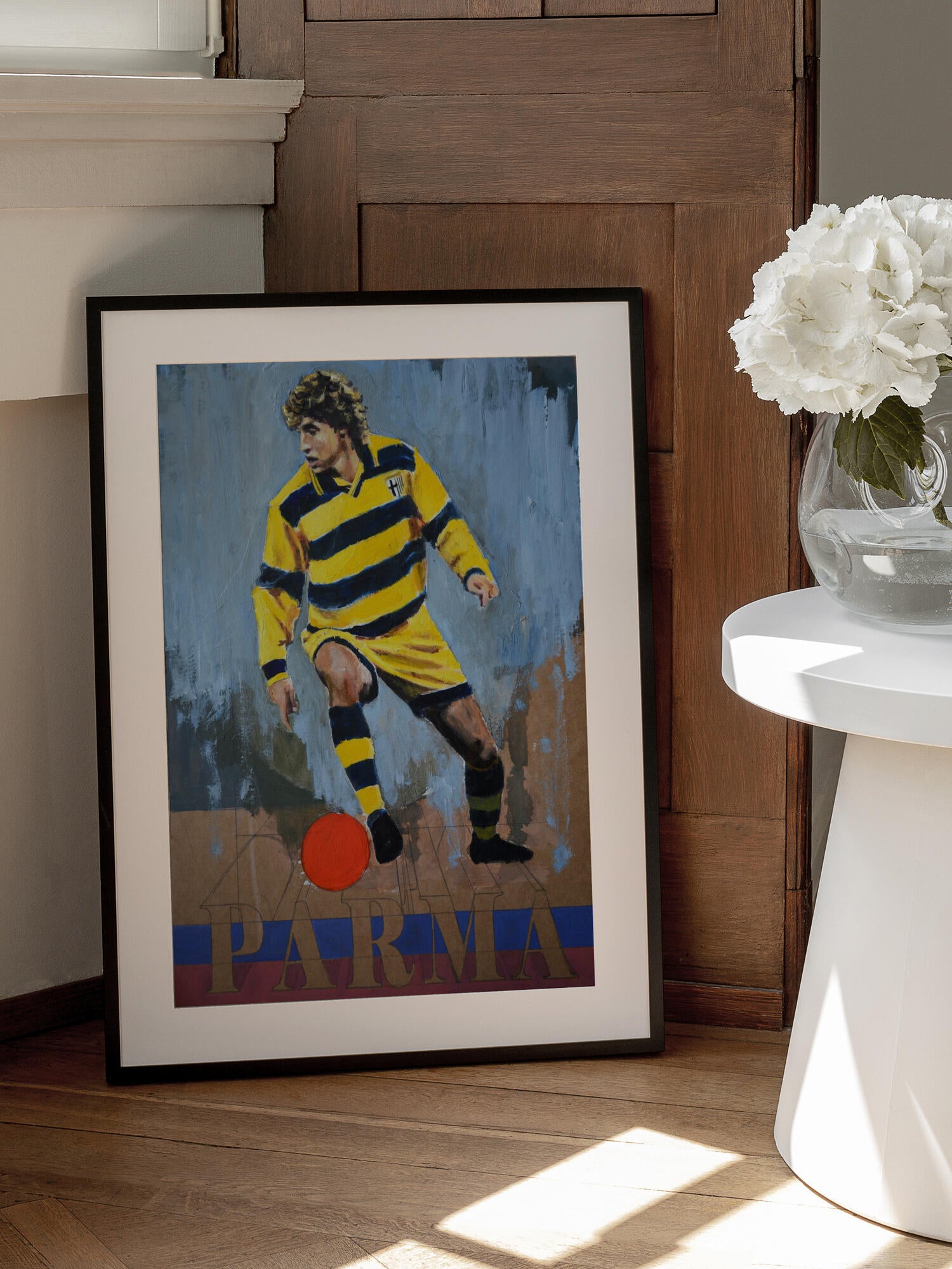 Yellow Striped Soccer Player