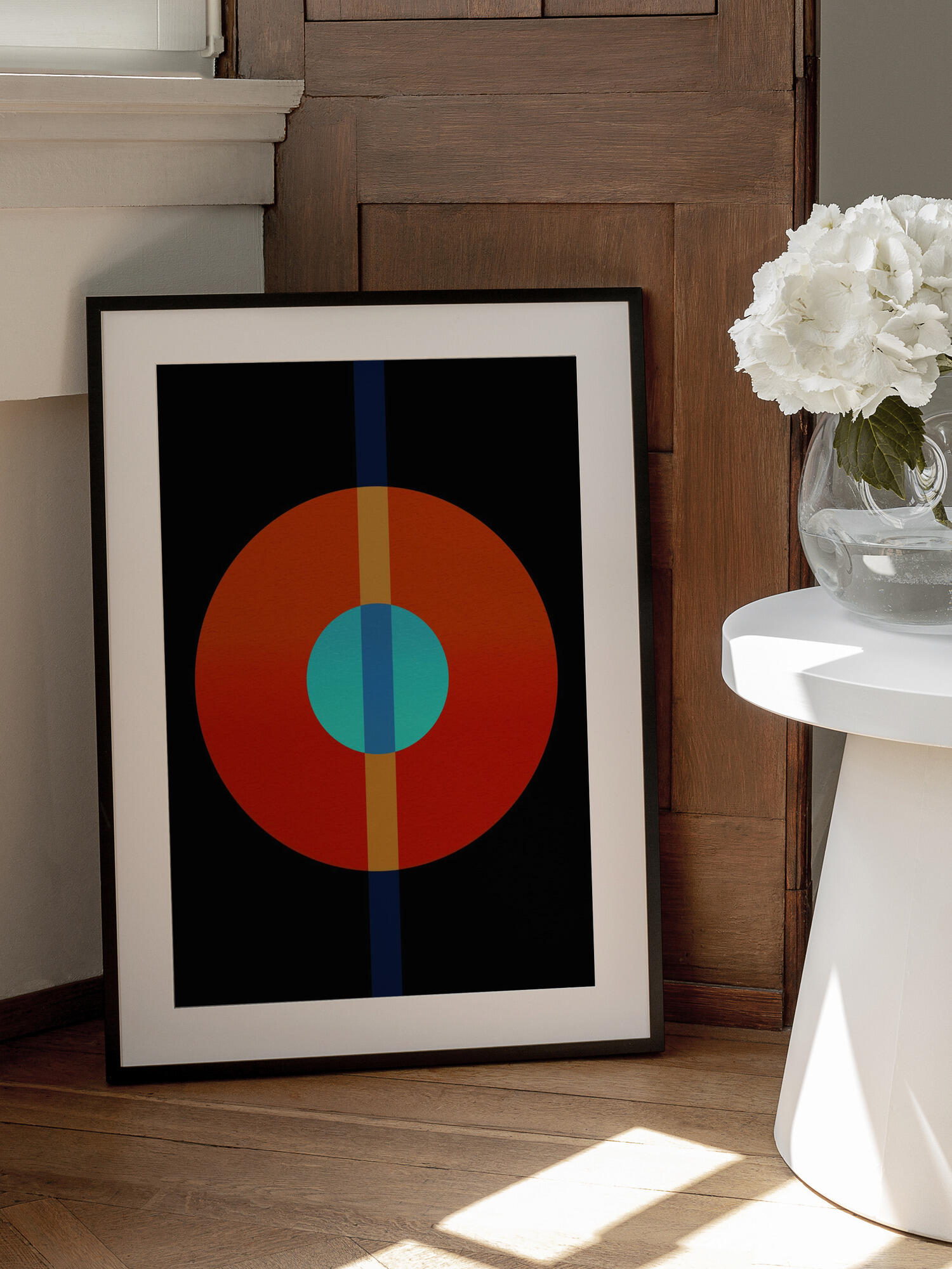 Abstract Circles Vertical Line