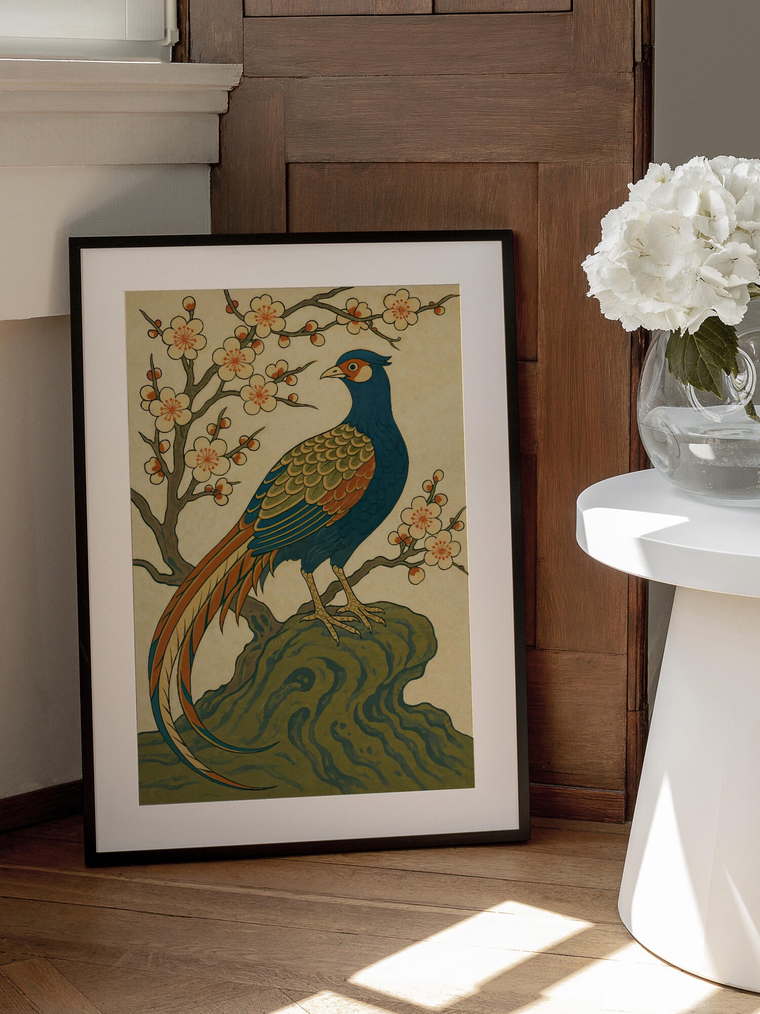 Ukiyo E Style Japanese Pheasant At Plum Blossom
