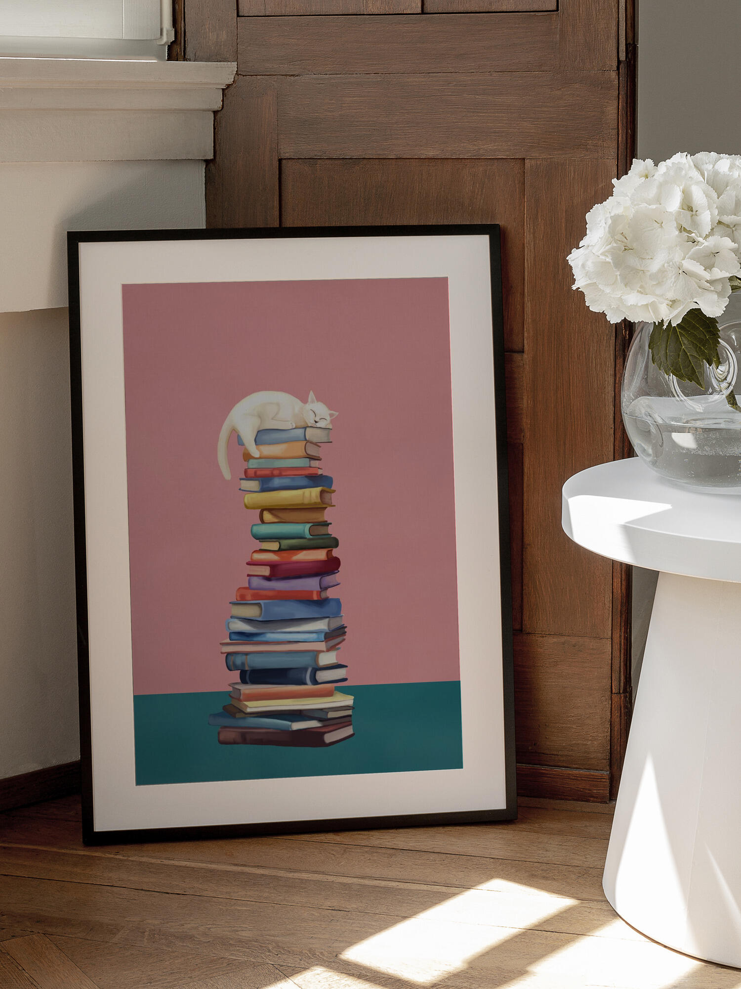 Cozy Cat on Colorful Books