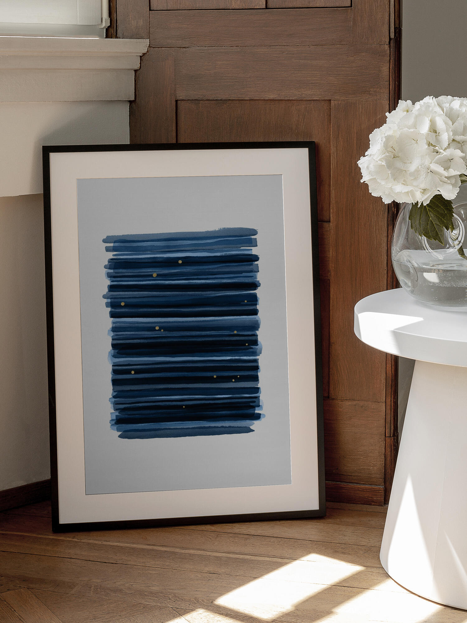 Midnight Blue Gold Strokes