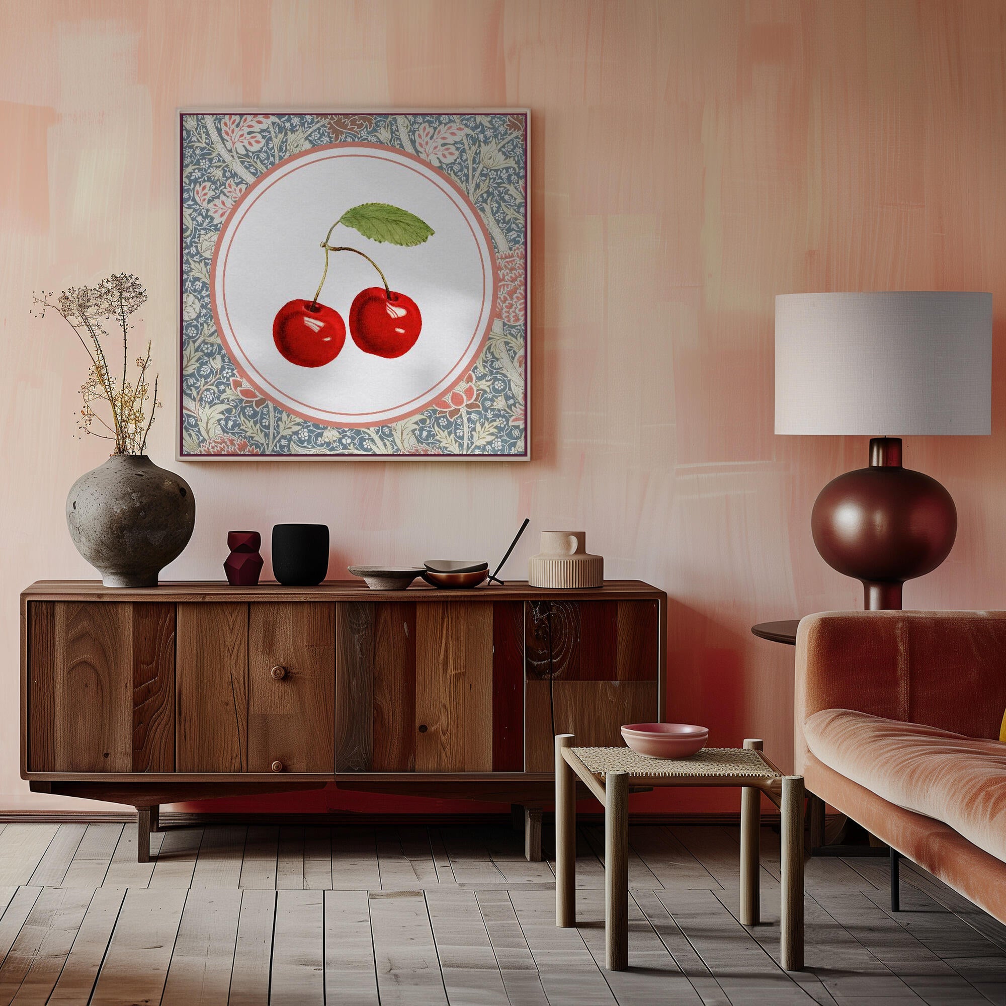 Vintage Cherry Botanical Pattern