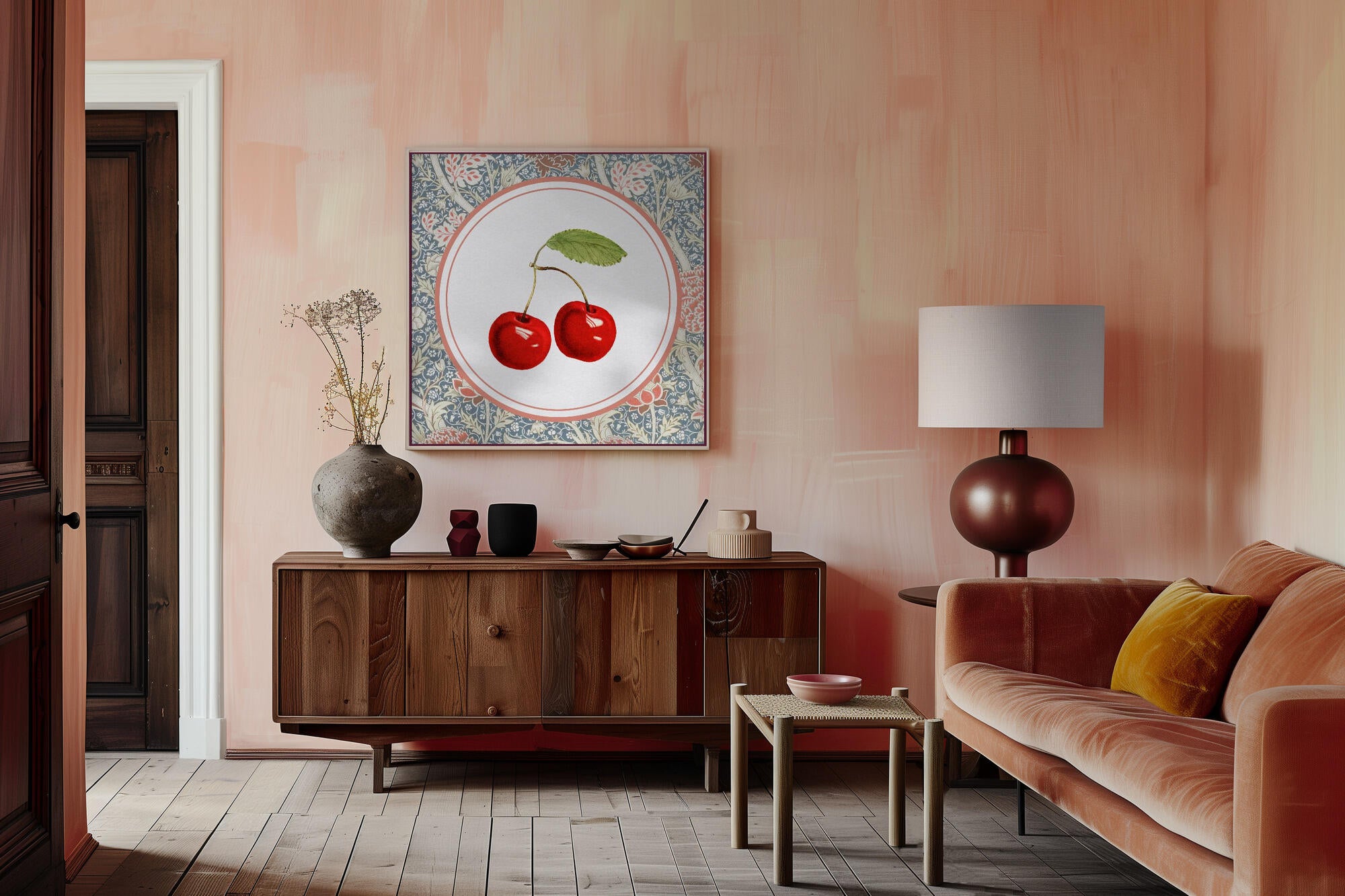 Vintage Cherry Botanical Pattern