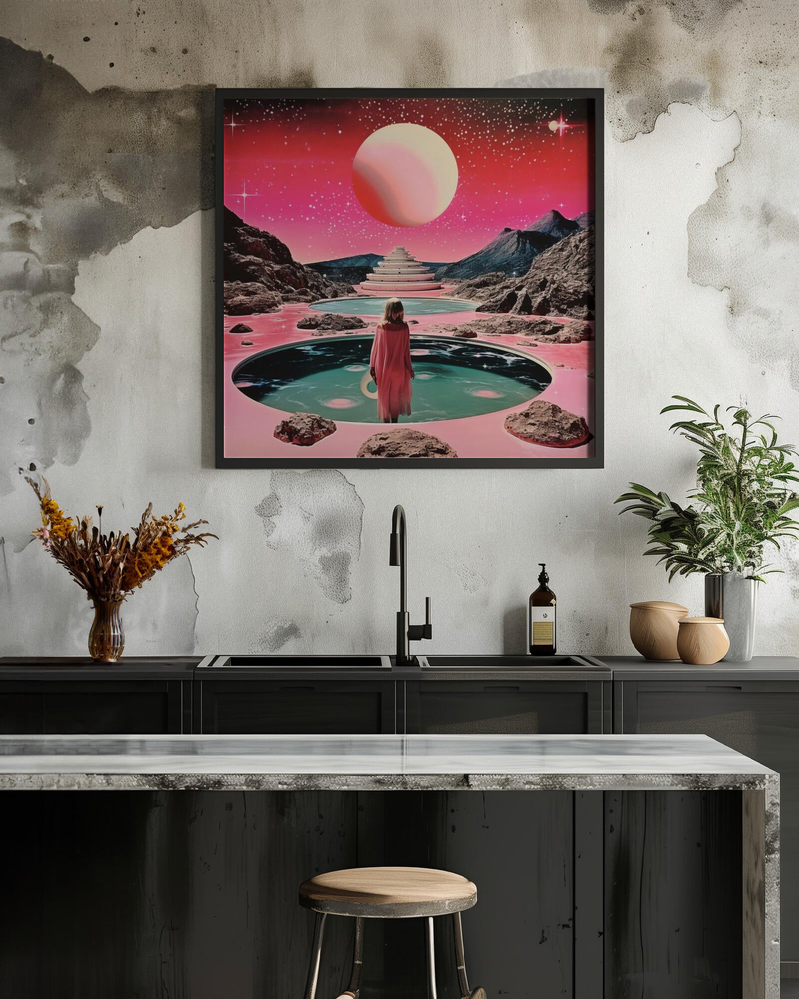 A Woman in Gazes at a Cosmic Landscape