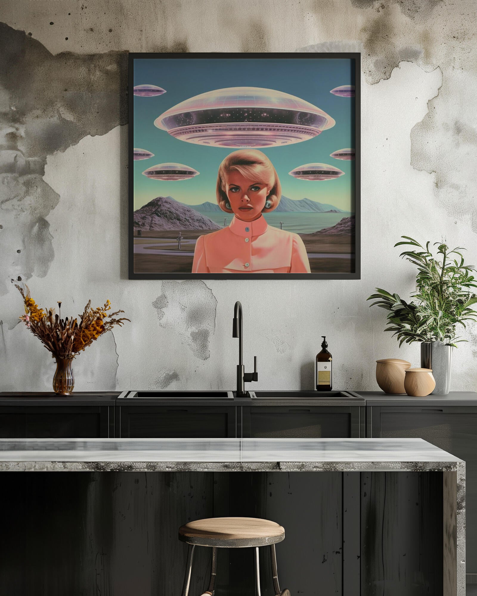 UFO Barbie Collage Art