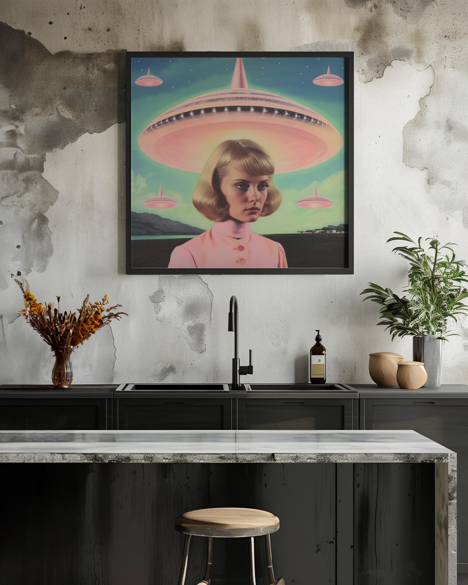 UFO Barbie Collage Art