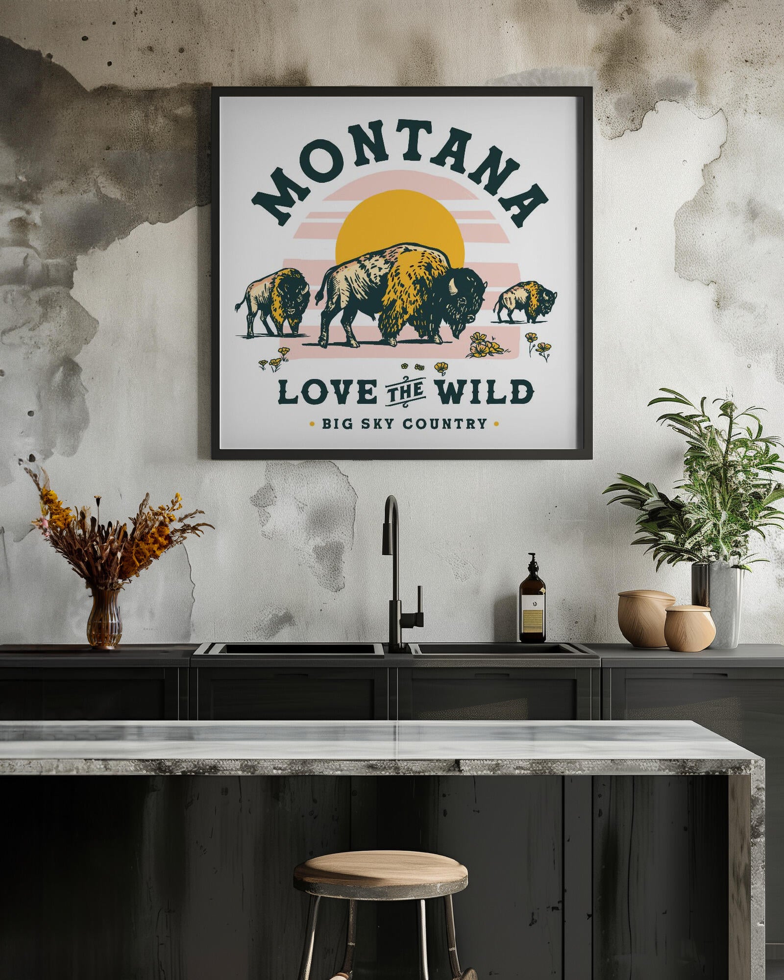Montana Buffalo Art: Love The Wild