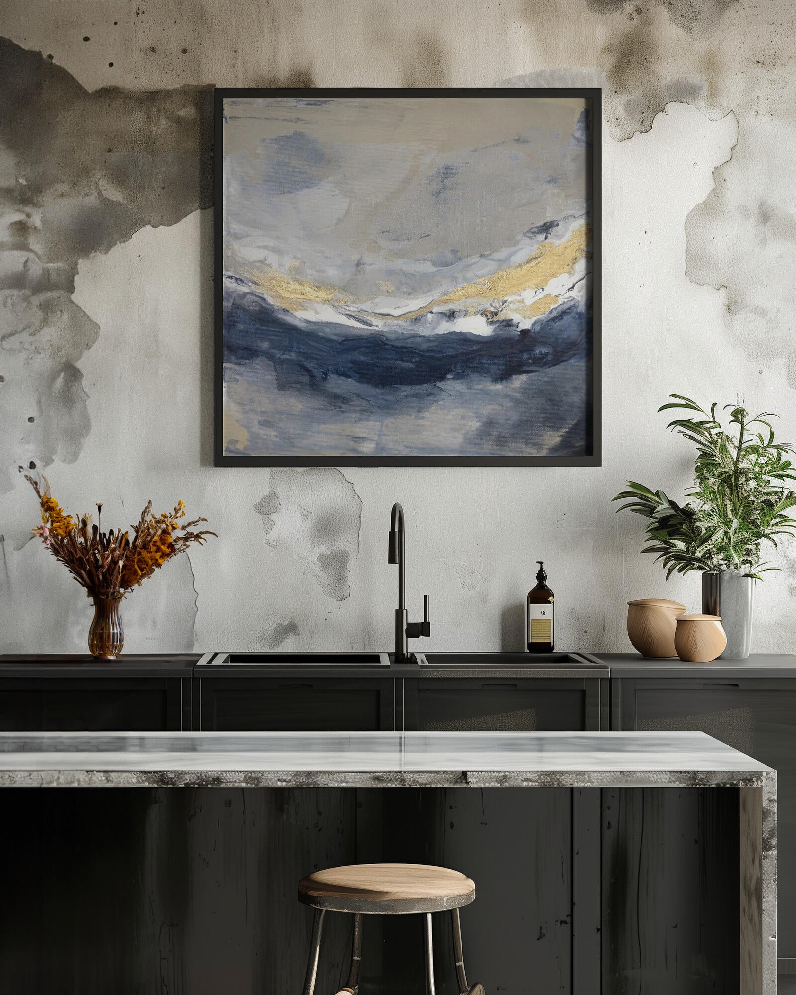 Layers of Blue Gray and Gold Tones