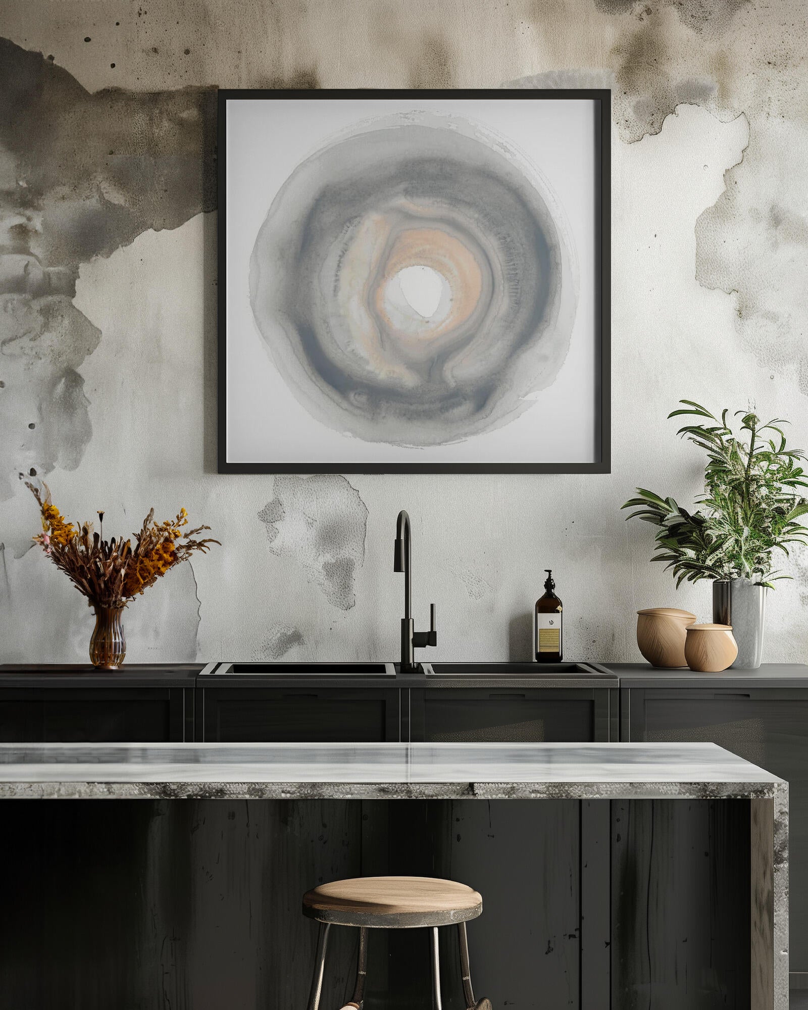 Calm Circles with Muted Gray and Beige Tones