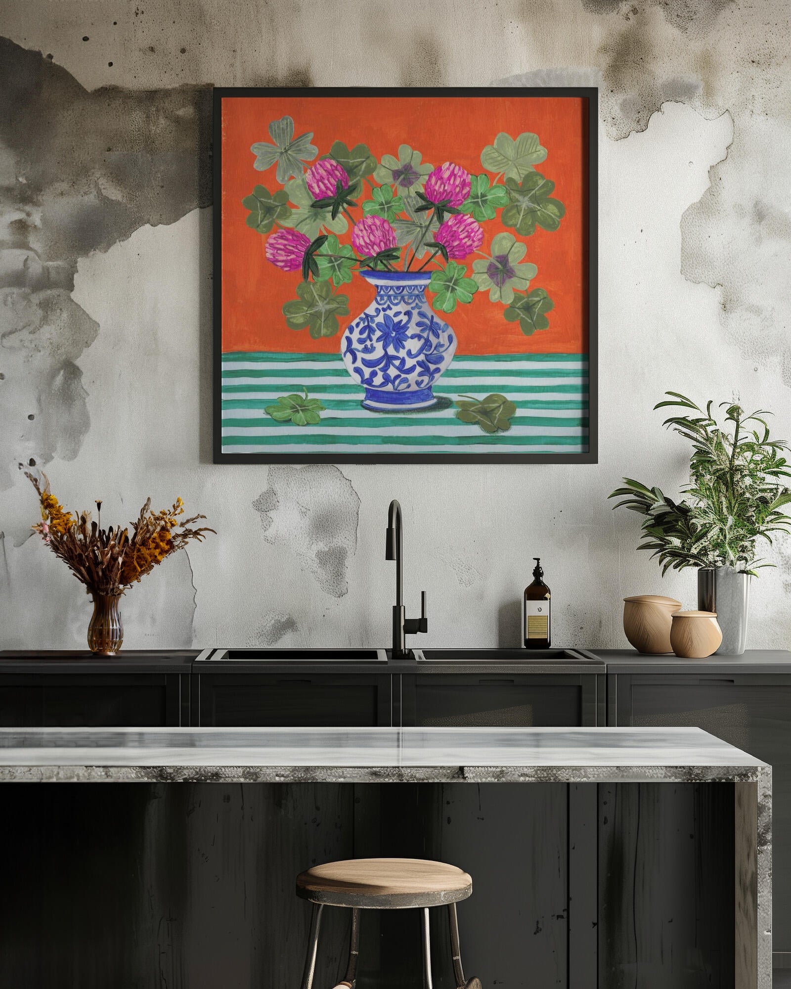 Clovers and Pink Blossoms