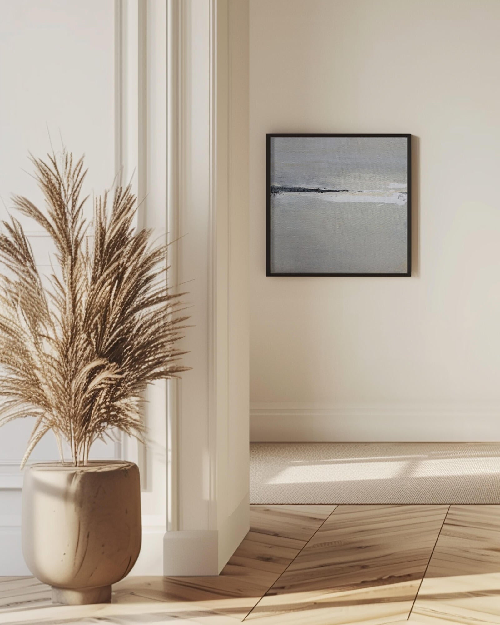 Serene Horizon with Soft Gray and White Tones