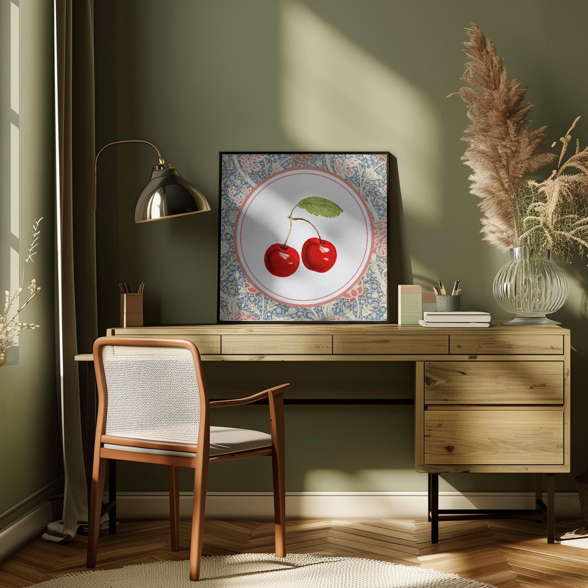 Vintage Cherry Botanical Pattern