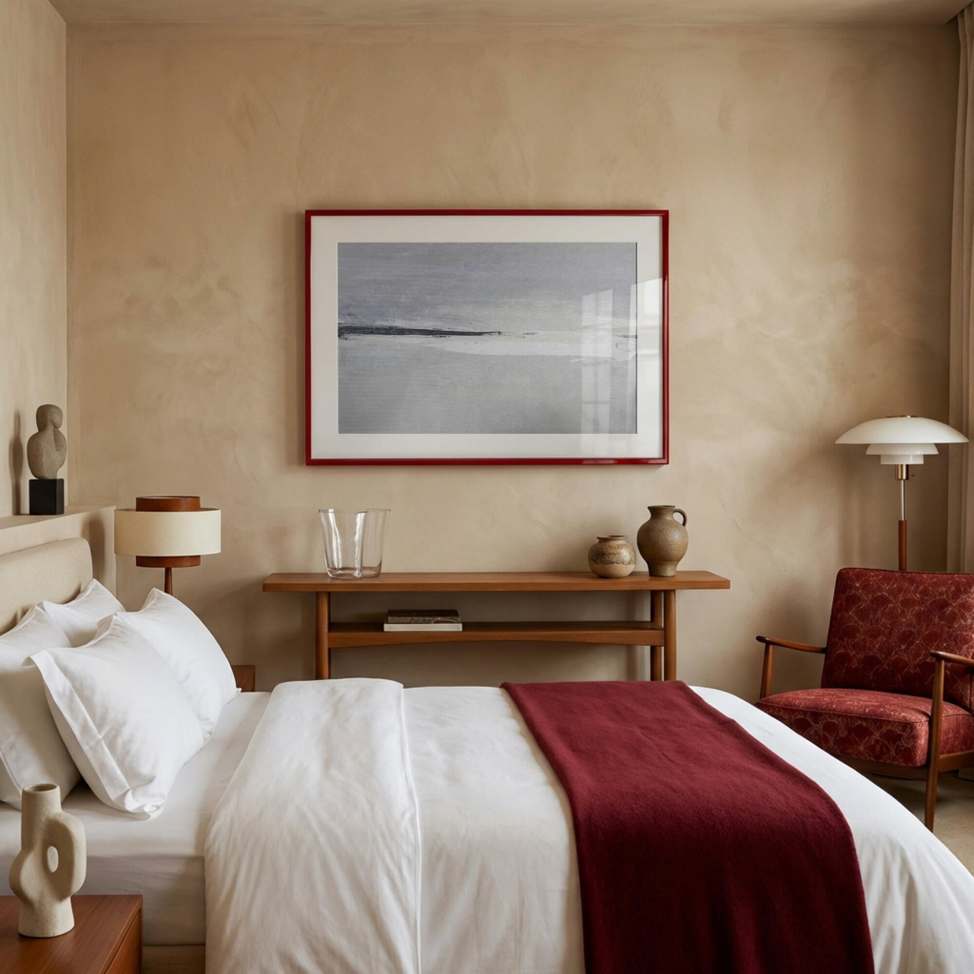 Serene Horizon with Soft Gray and White Tones