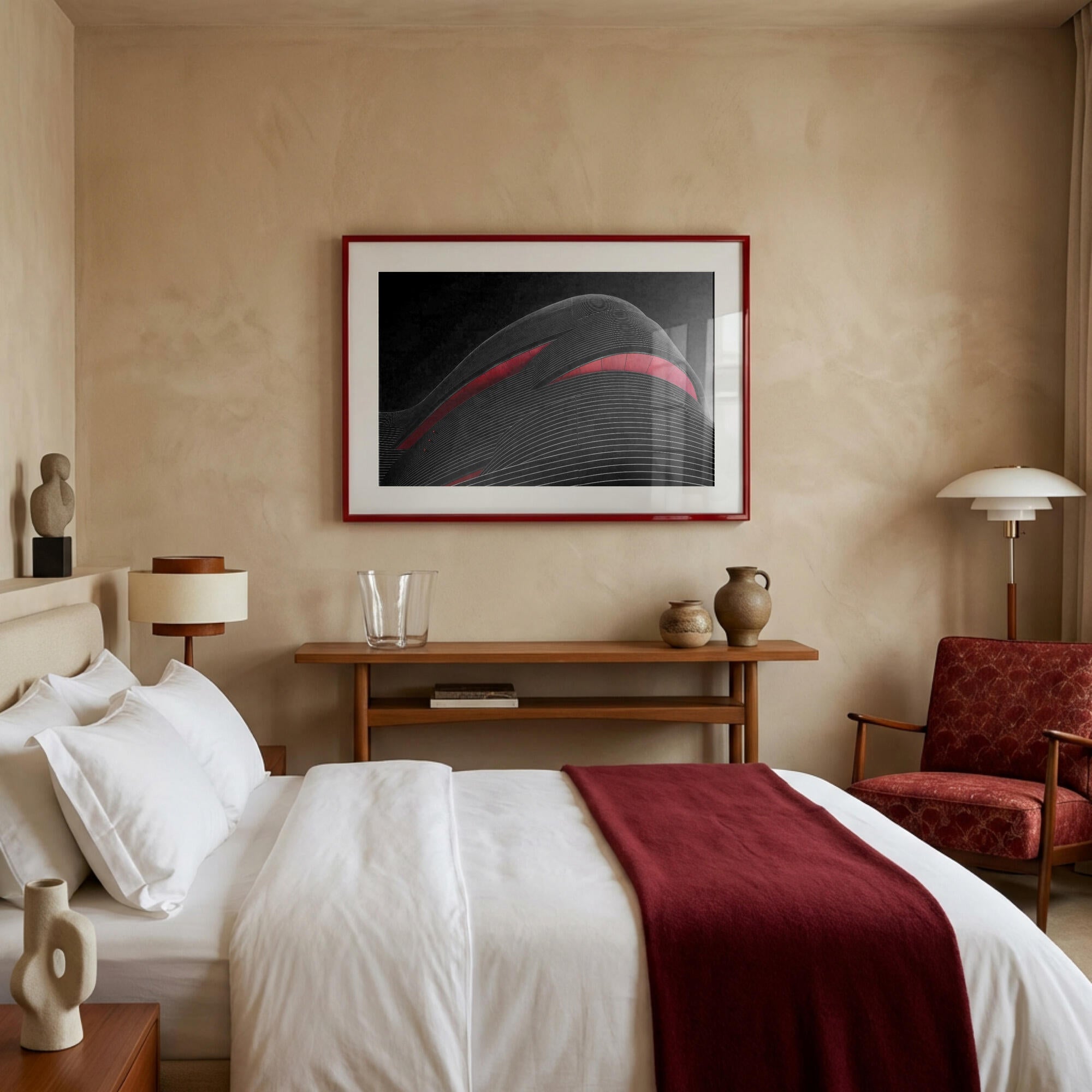 Sleek Red Architectural Curves