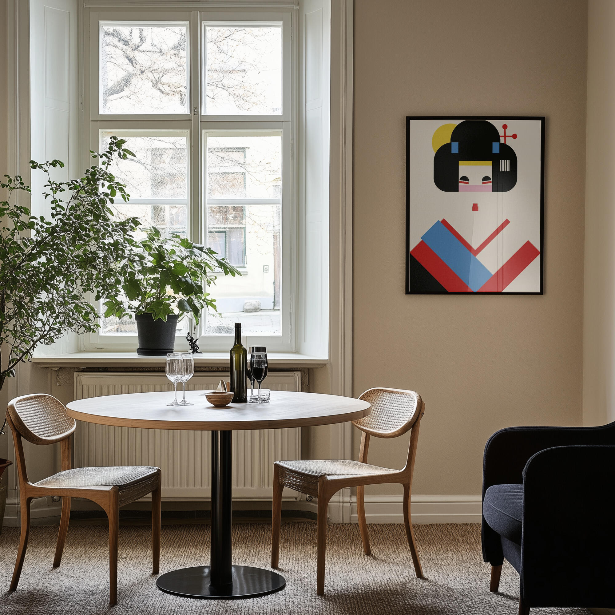Geisha Girl Geometric Illustration