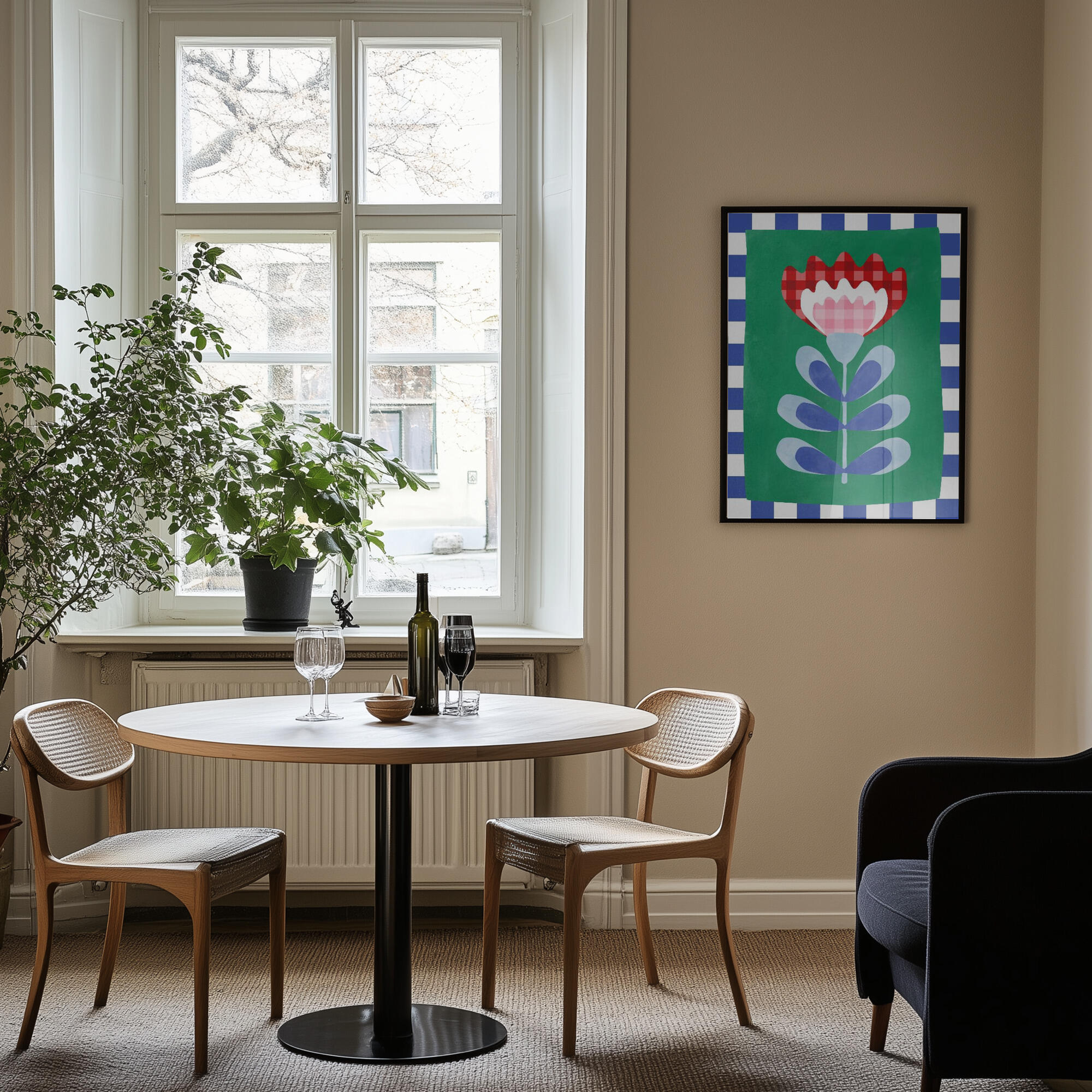Floral Design with Bold Geometric Shapes