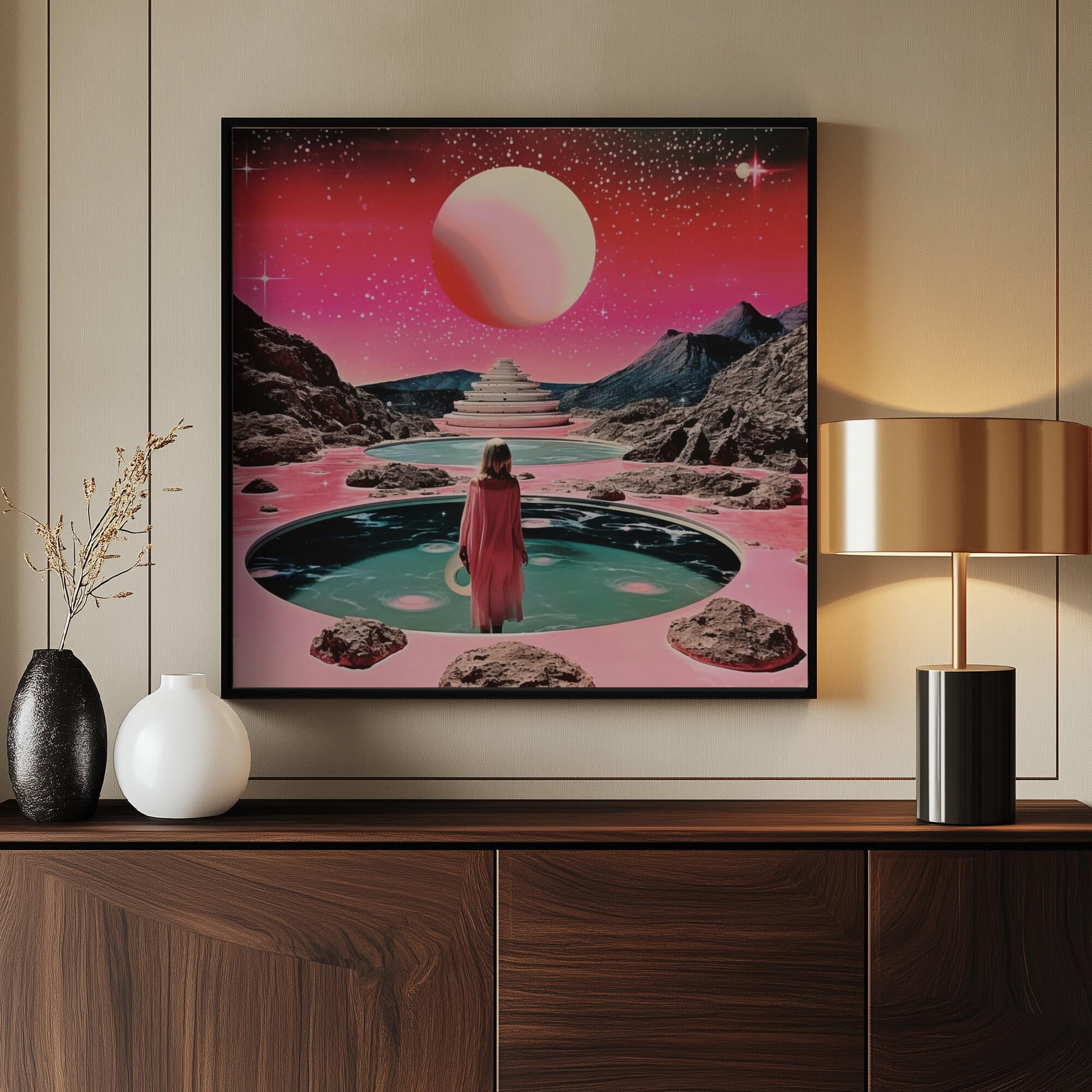 A Woman in Gazes at a Cosmic Landscape