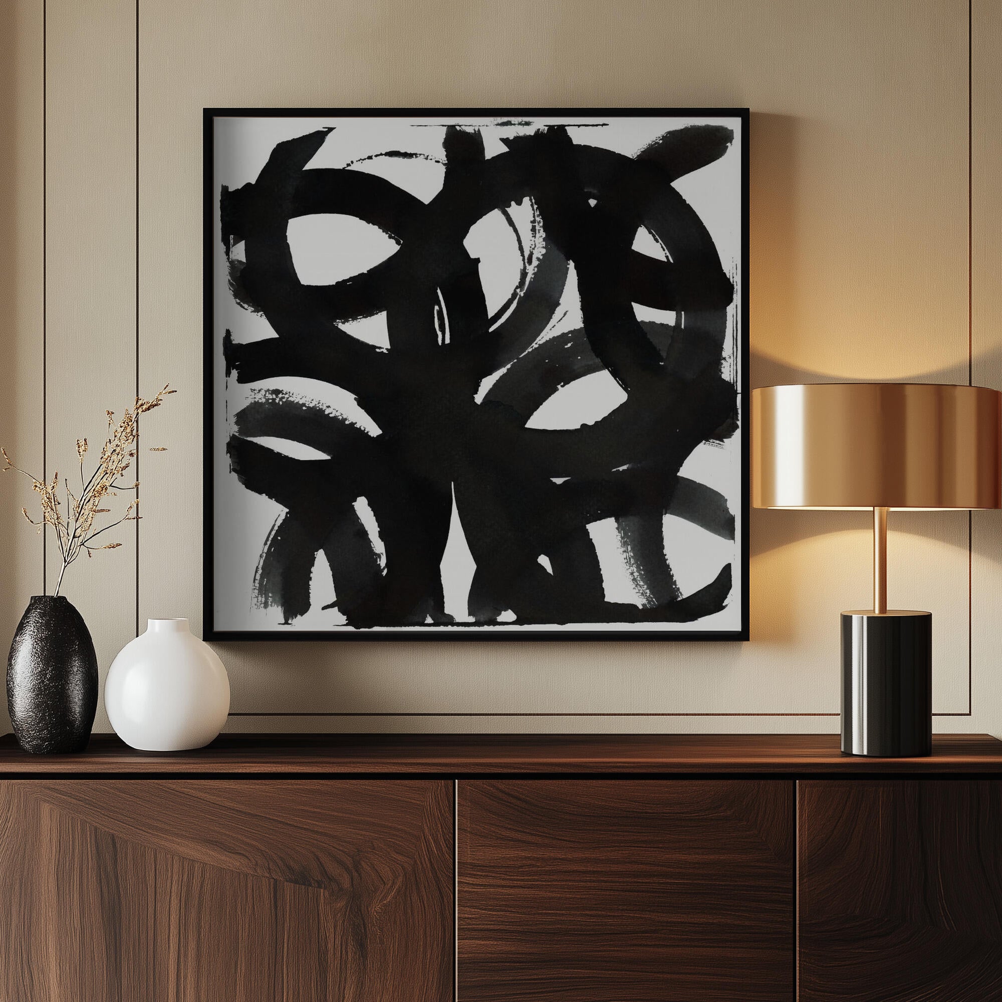 Black Ink Curls Print