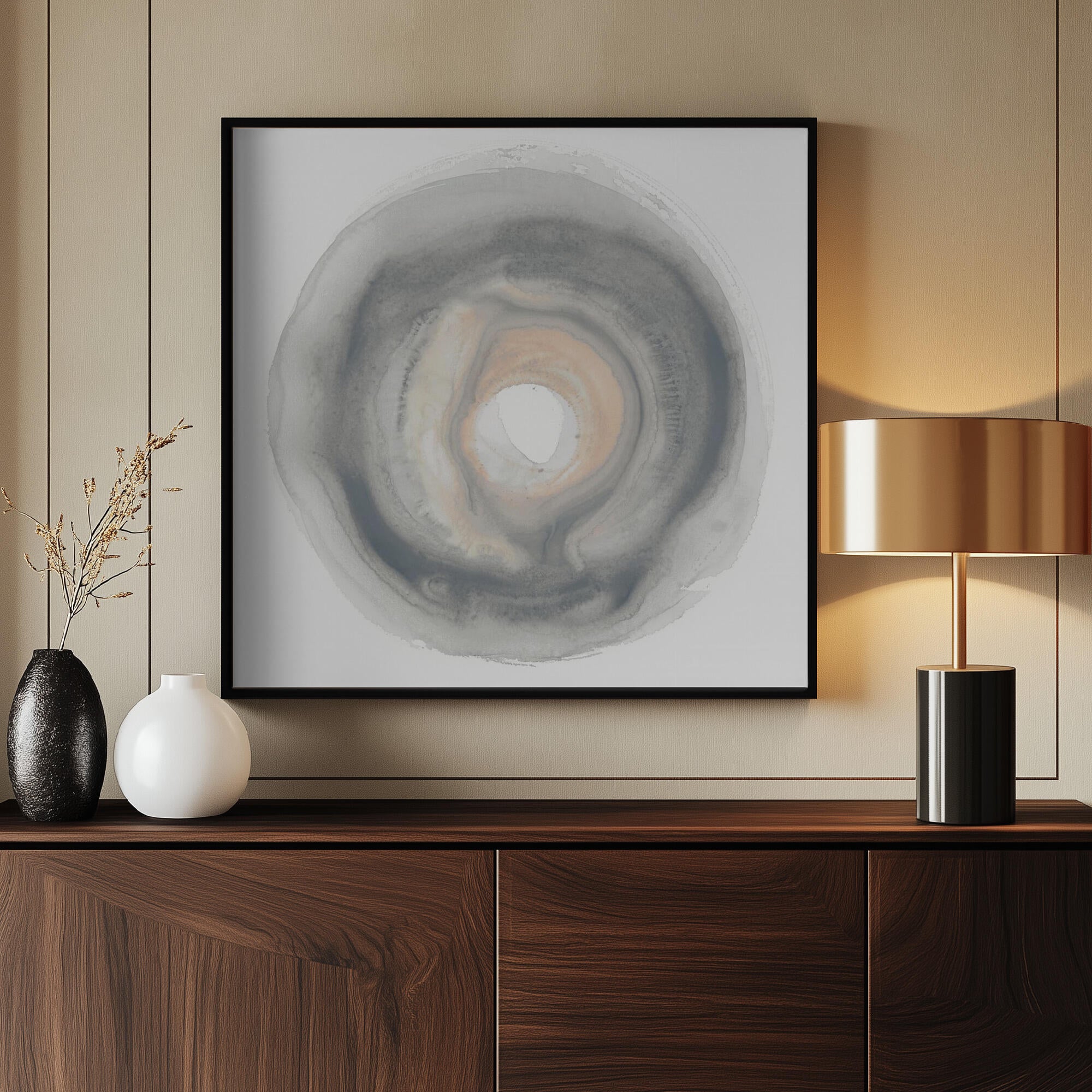 Calm Circles with Muted Gray and Beige Tones