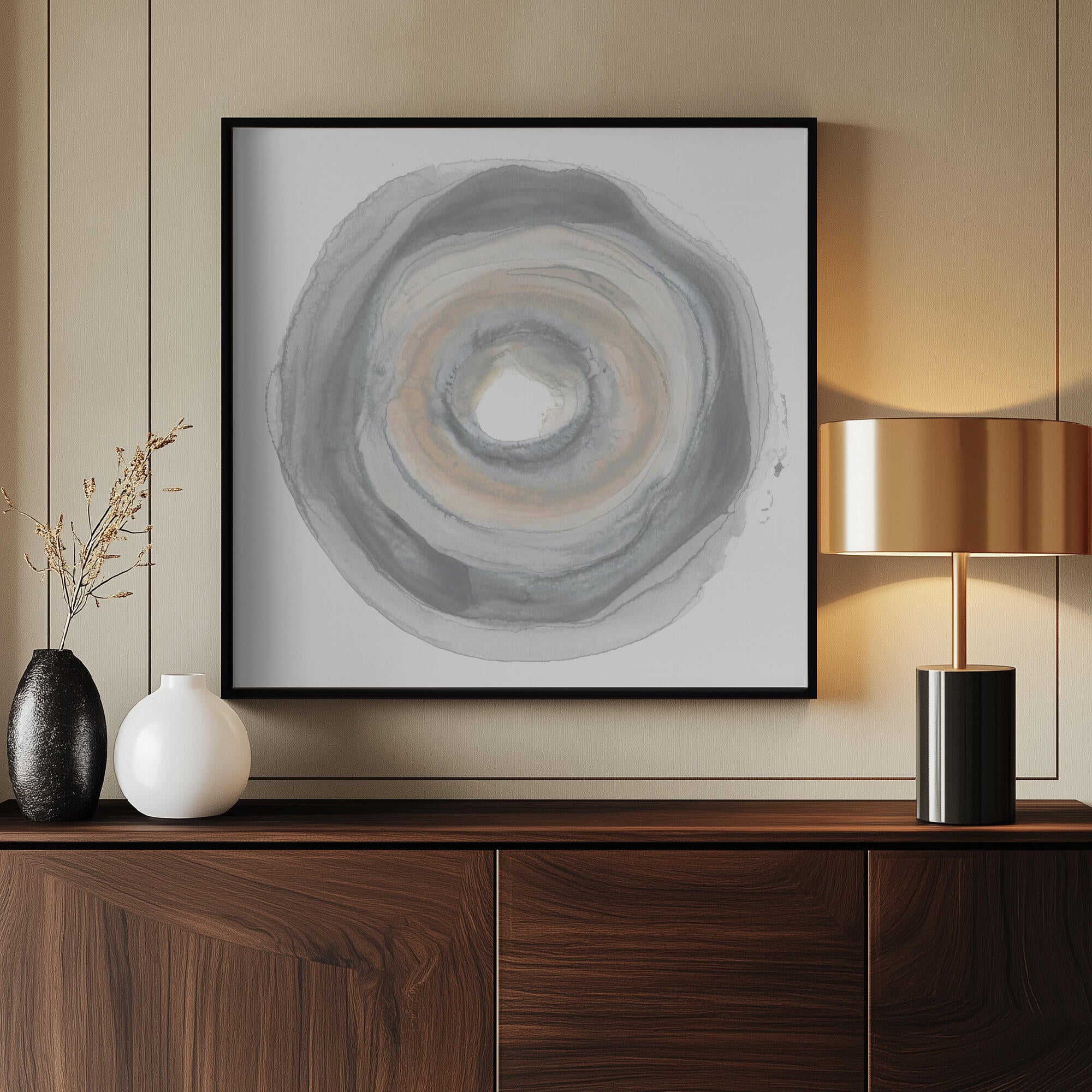 Calm Circles with Muted Gray and Beige Tones