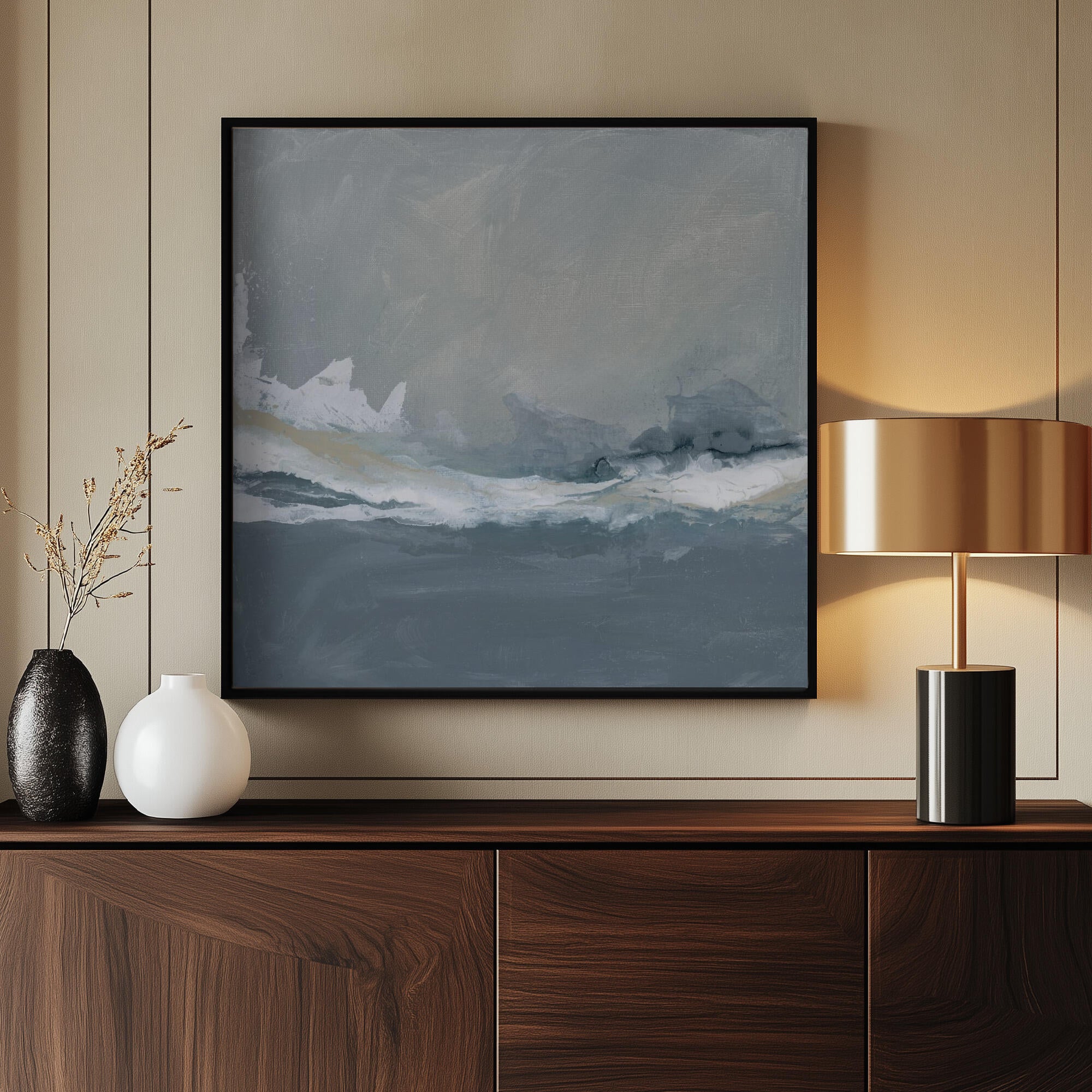 Dynamic Ocean Waves Under a Cloudy Sky