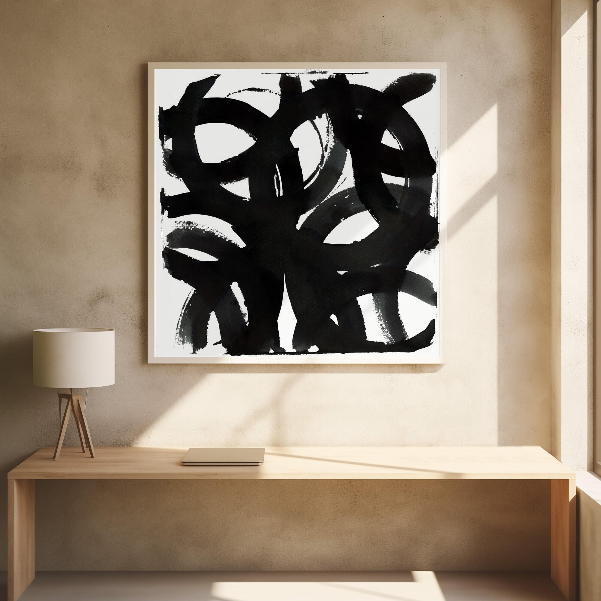 Black Ink Curls Print