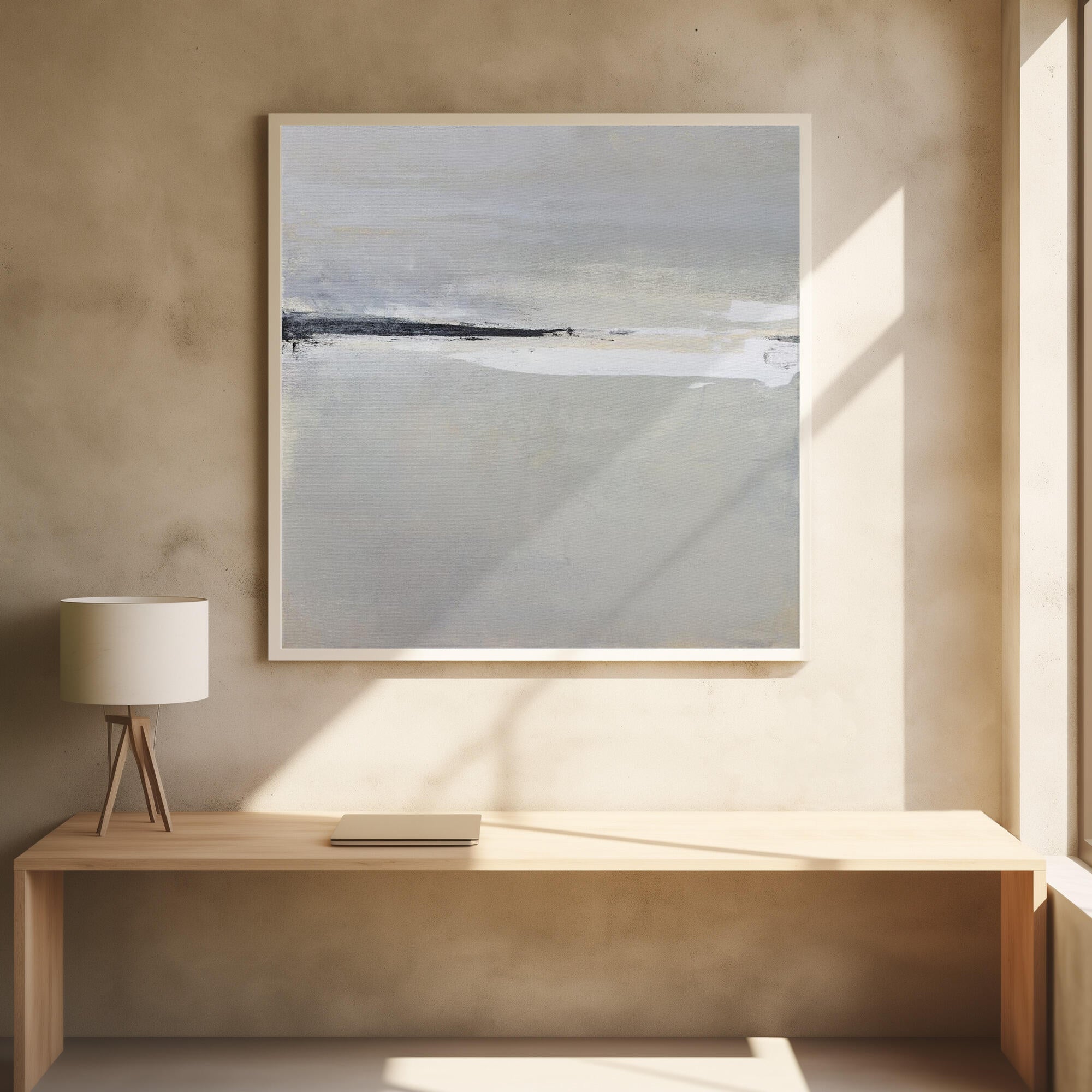 Serene Horizon with Soft Gray and White Tones