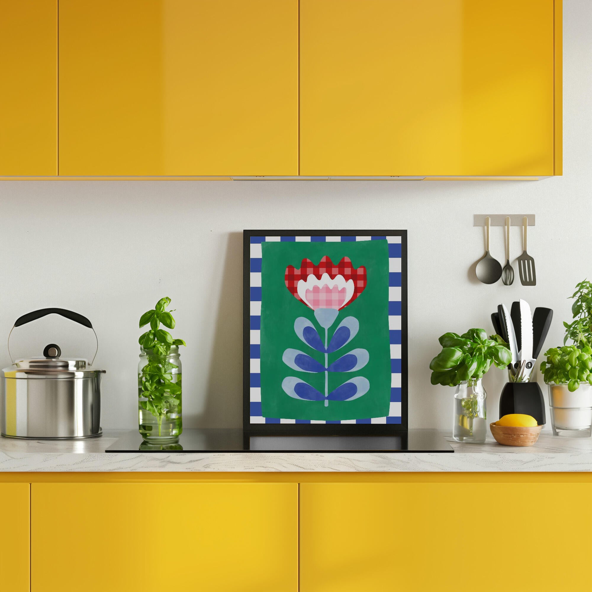 Floral Design with Bold Geometric Shapes