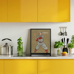 Vintage Drawing of a Baseball Player Holding a Bat