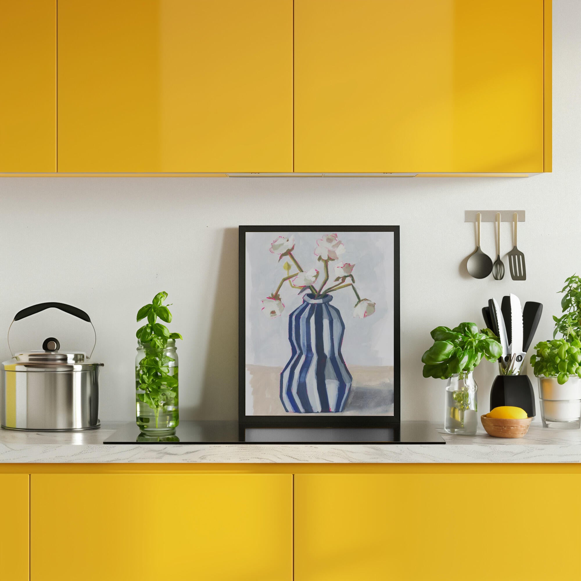 Flowers in a striped vase II