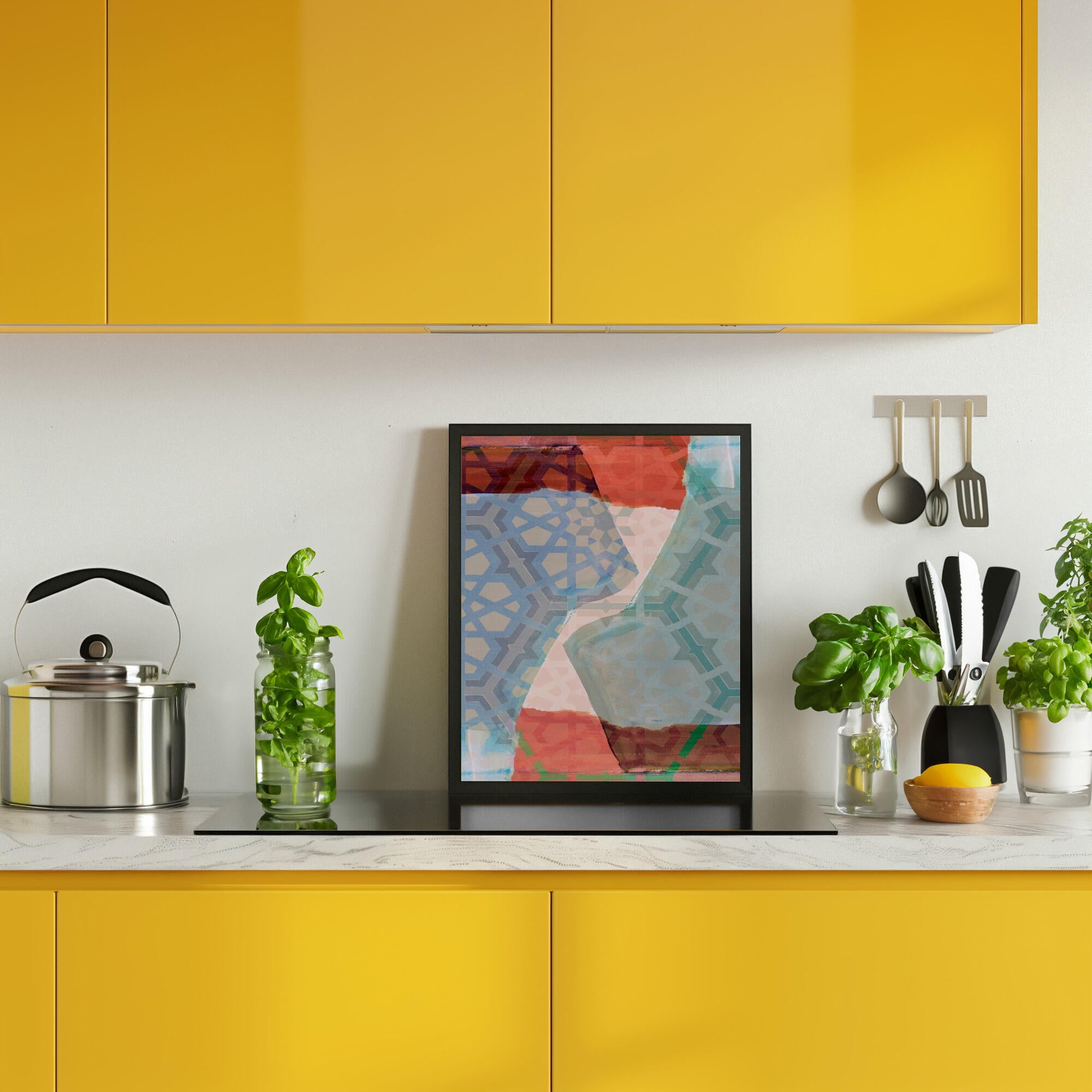 Overlapping Geometric Patterns in Soft Hues