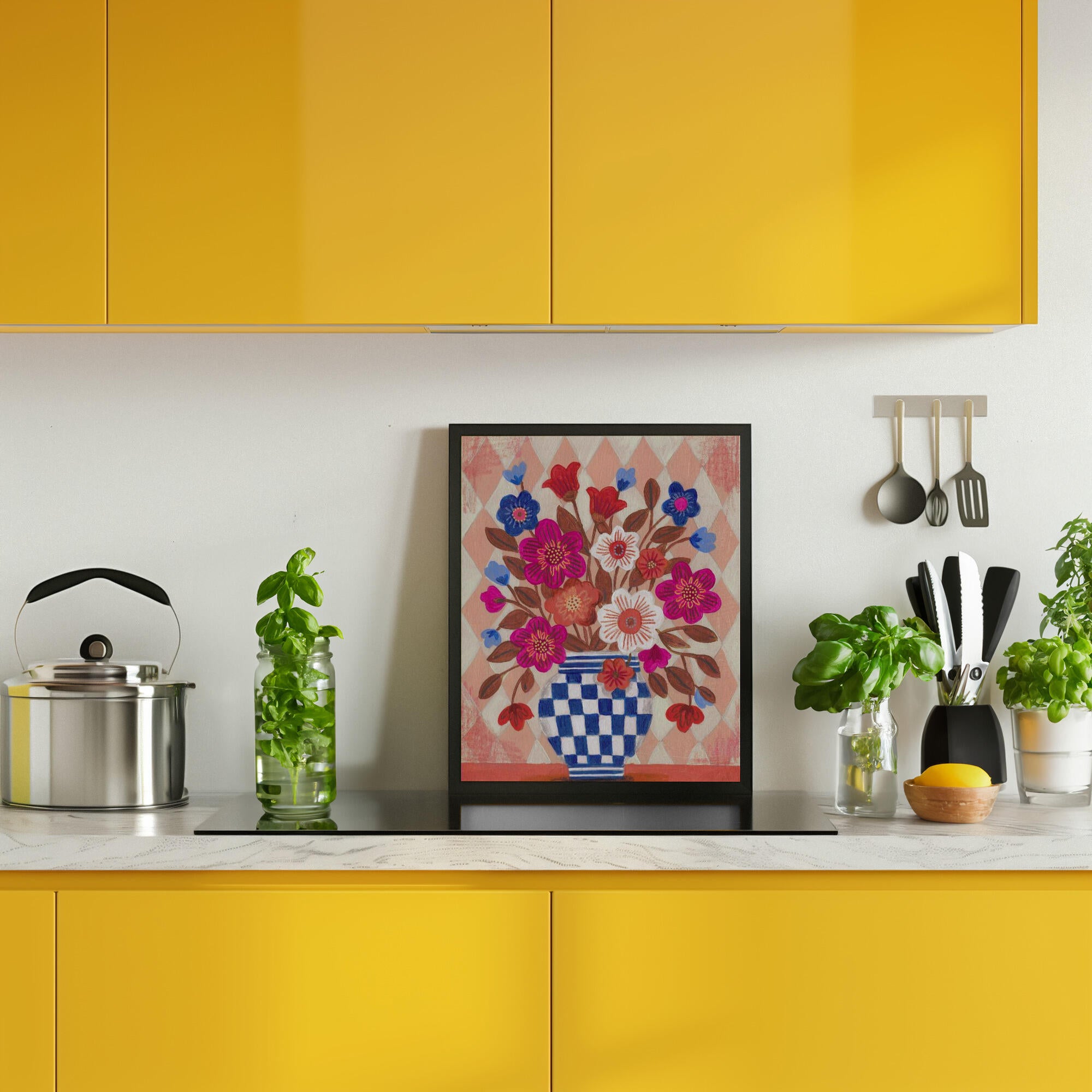 Vase Flowers Brights &amp; Blues