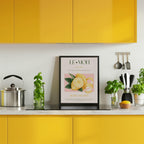 Vintage Style Sliced Lemon With Leaves