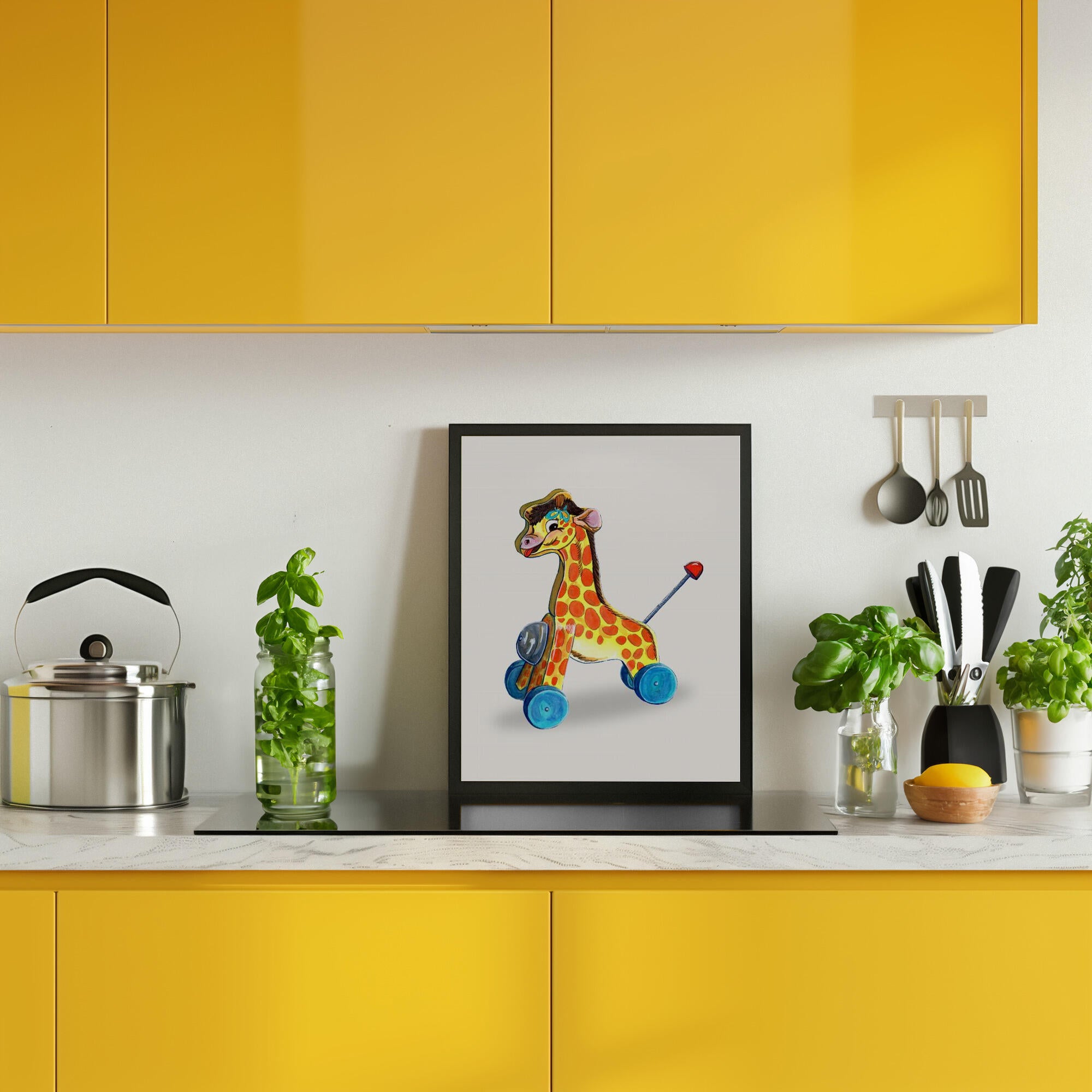 Wooden Giraffe Retro Toy By Renee Machan