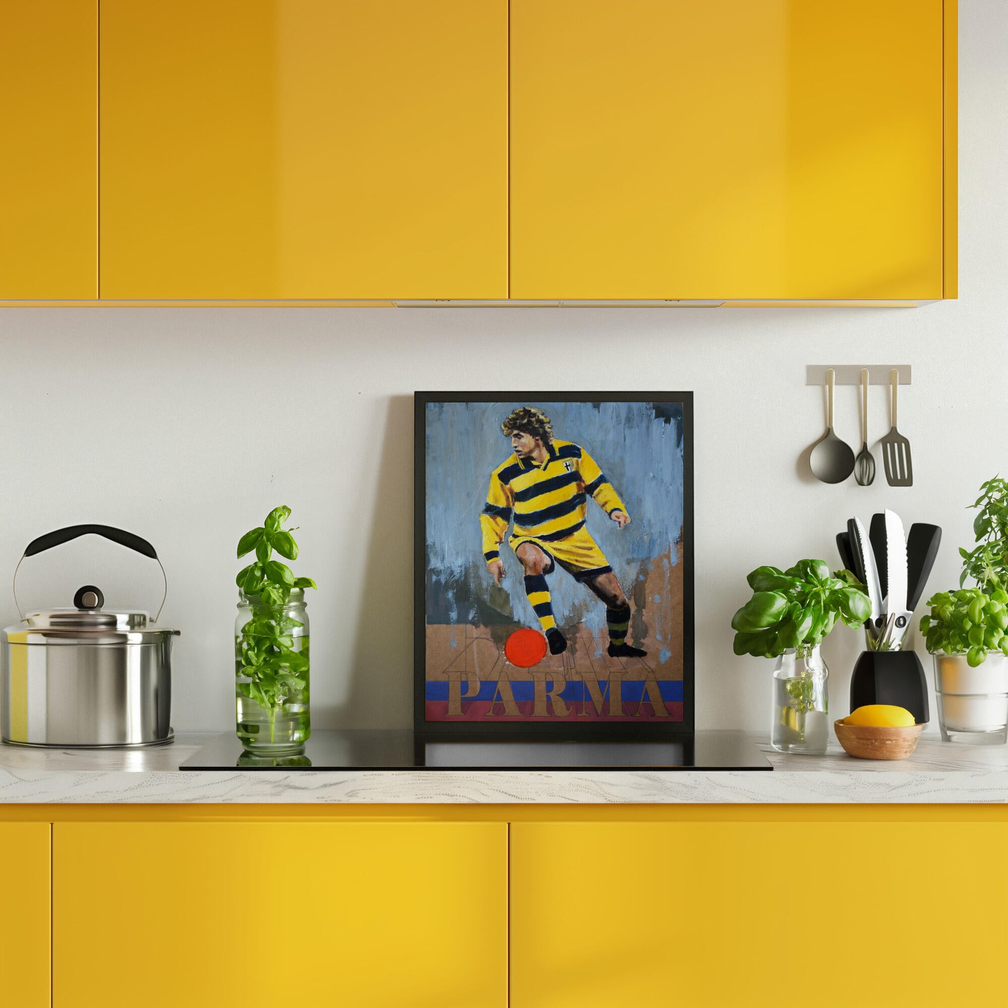 Yellow Striped Soccer Player