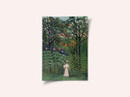 Femme Se Promenant Dans Une Foret Exotique